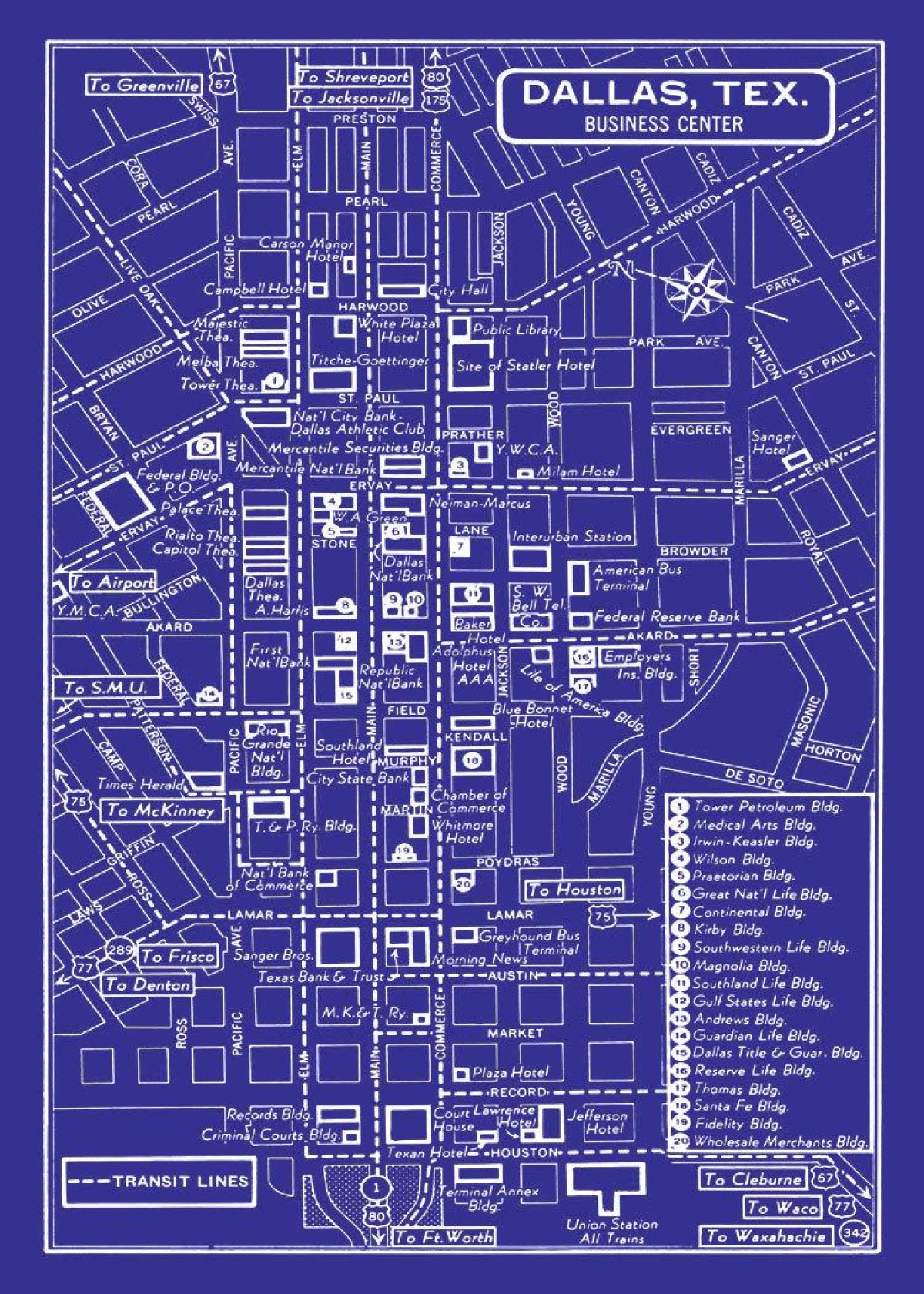 hartă din centrul orasului Dallas