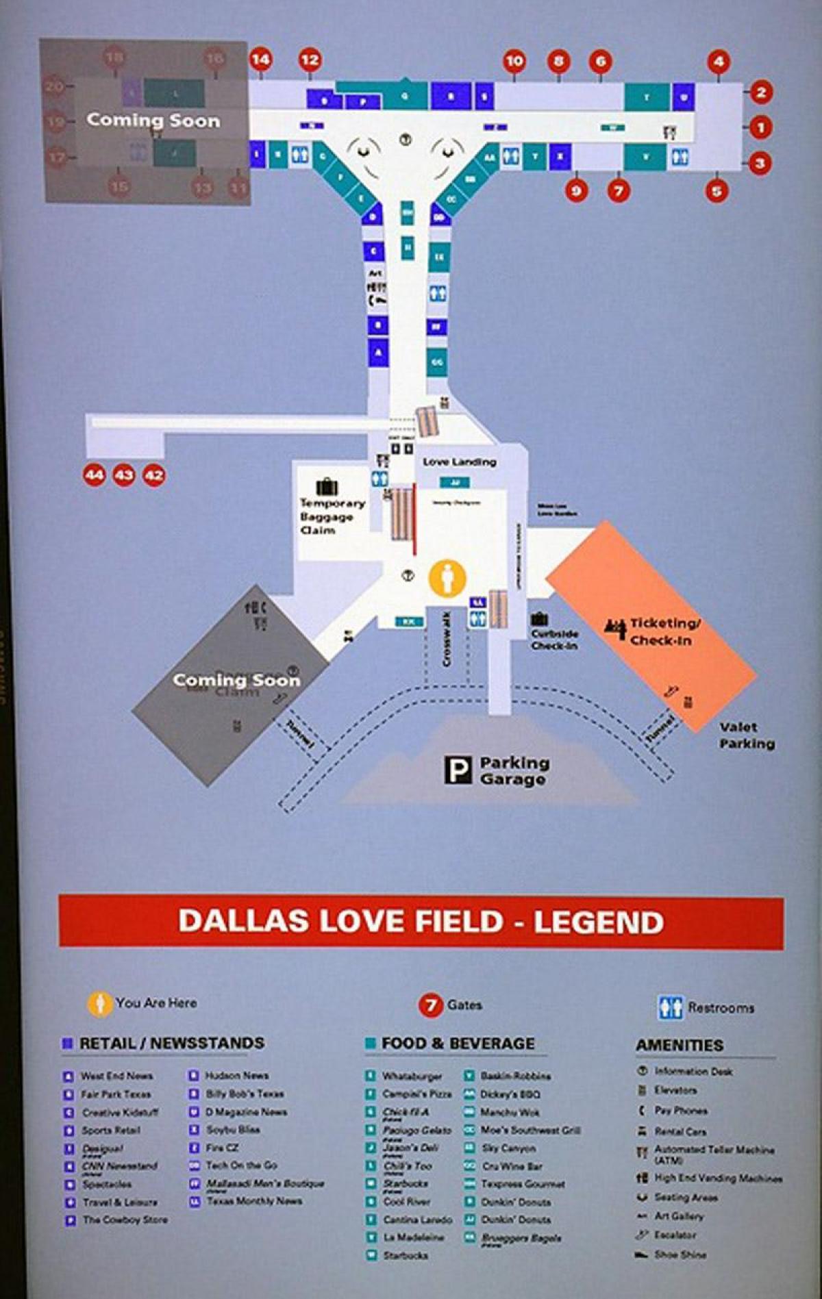 Dallas love field aeroport hartă