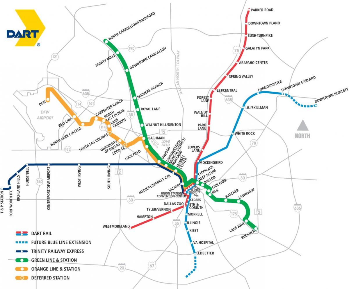 Dallas area rapid transit hartă