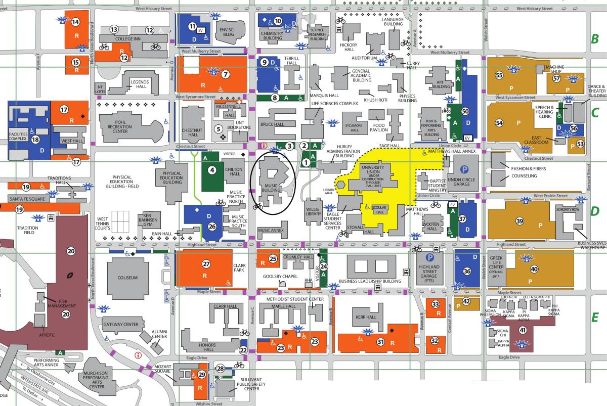 Universitatea din North Texas, Dallas arată hartă