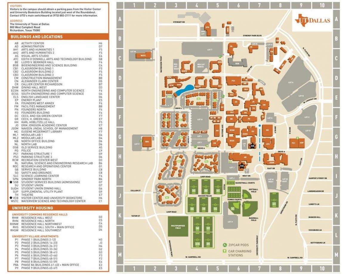 universitatea din Texas, Dallas arată hartă