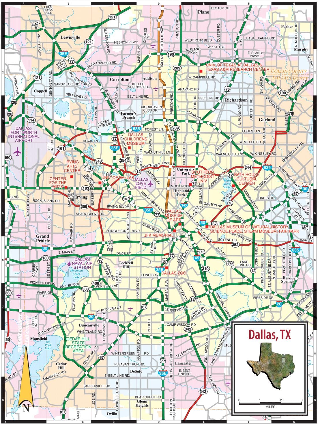 orașul Dallas arată hartă
