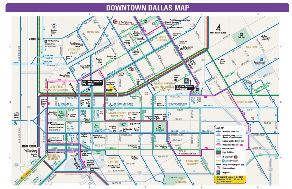 Dallas rute de autobuz hartă