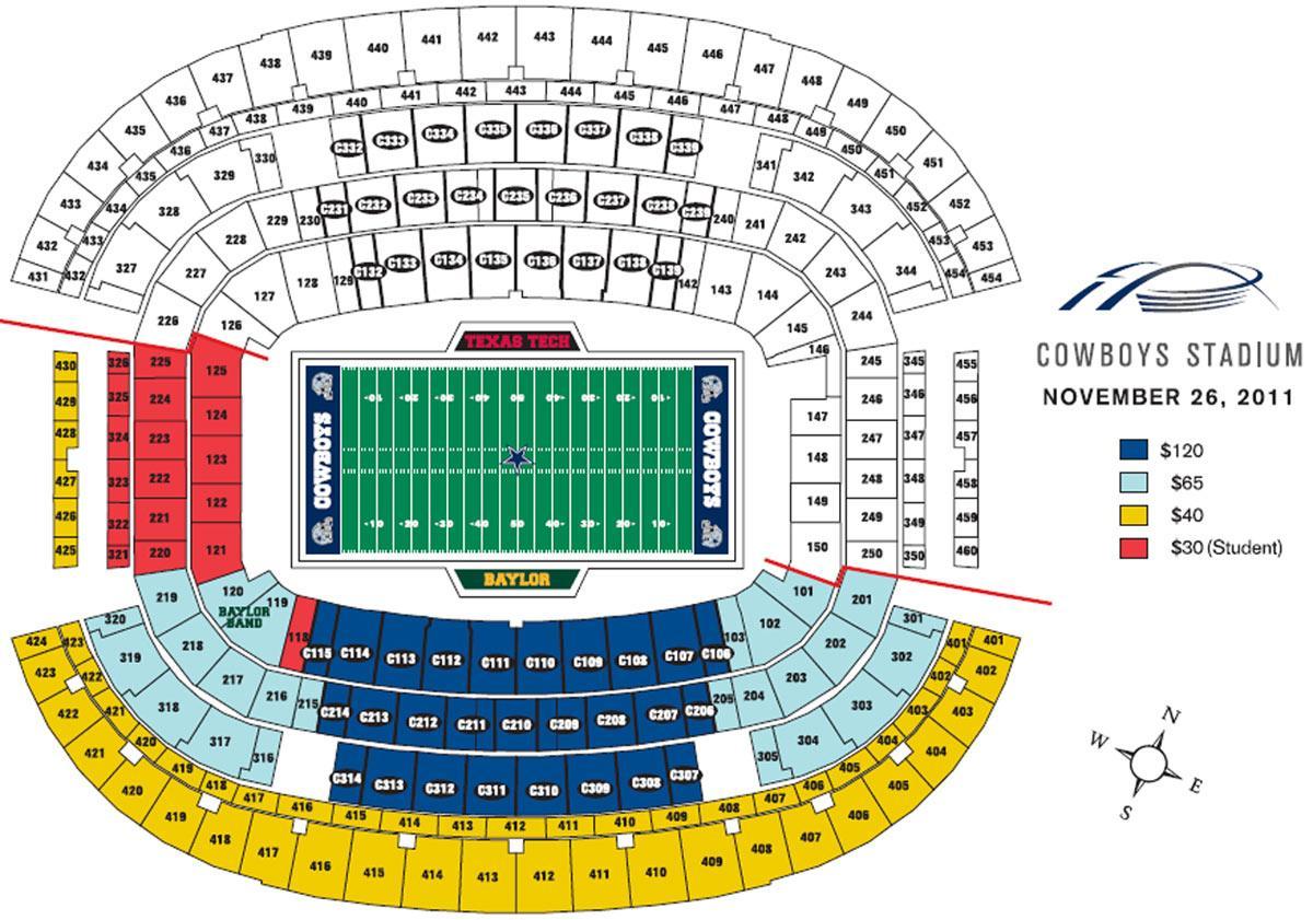 Dallas Cowboys stadium scaun hartă