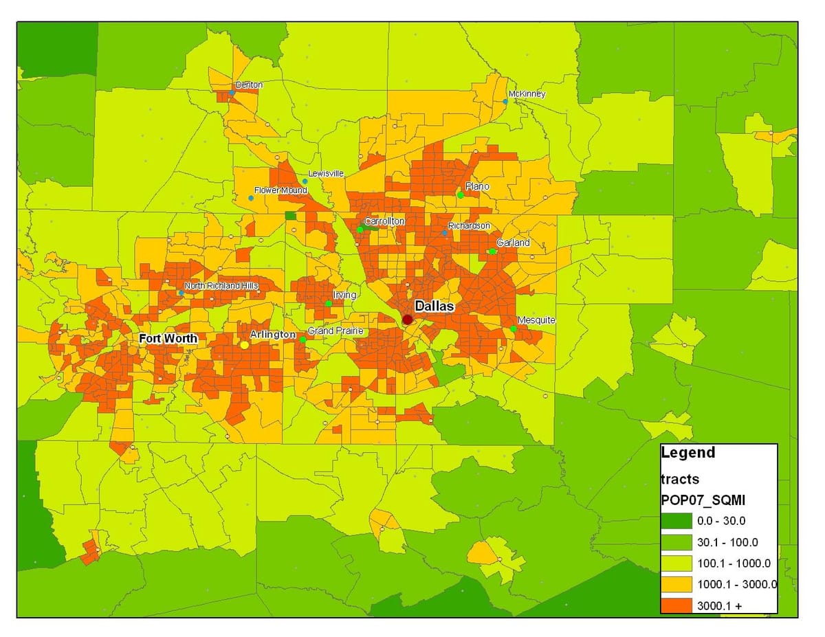 harta Dallas metroplex