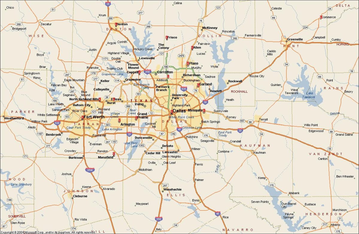 Dallas Fort Worth hartă