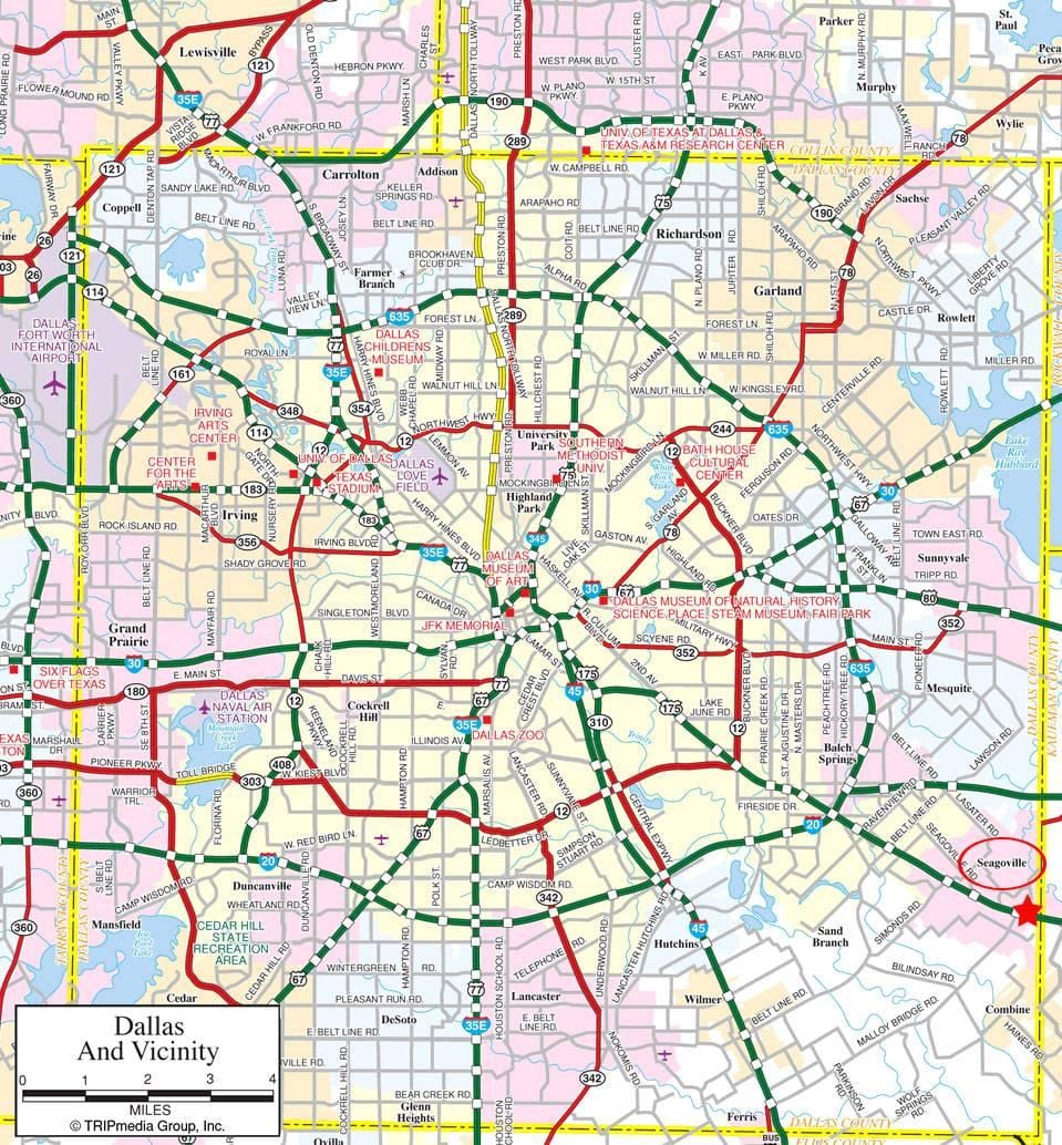 Dallas city arată hartă