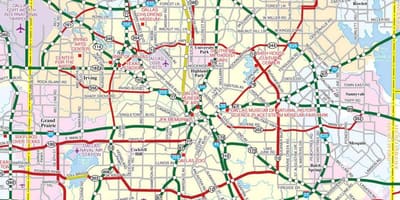 Dallas city arată hartă